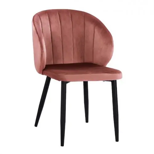 Jetzt Kaufen Sessel "DUANE" mit samtgepolsterten Armen in Rosa und schwarzen Metallbeinen