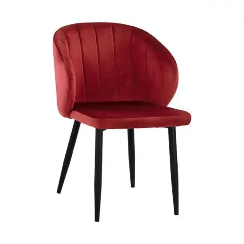 Must-Have Sessel "DUANE" mit samtgepolsterten Armen in Burgunderrot und schwarzen Metallbeinen