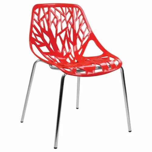 Neuheit "ELSA" Design Stuhl mit rotem Sitz und Metallbeinen
