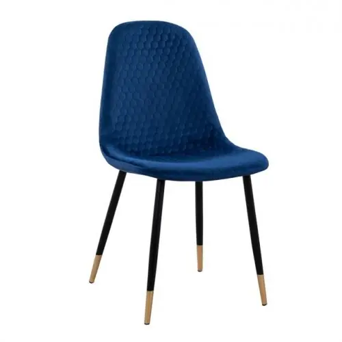 Preisknaller Stuhl Lucille mit Samtstoff in Blau