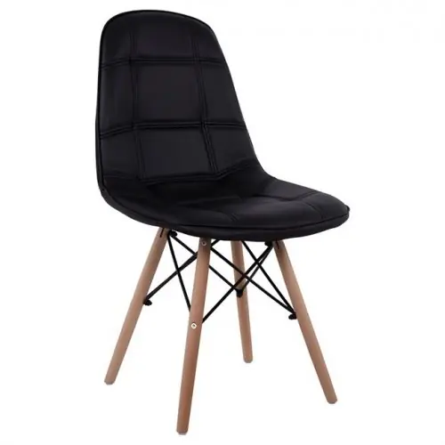 Design Stuhl COSY mit Massivholz Beinen und Kunstleder, in Schwarz Neue Kollektion