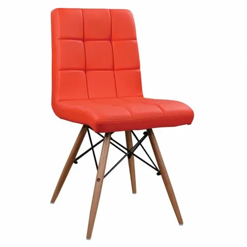 Finale Aktion Design Stuhl ROSA mit Massivholz Beinen und Kunstleder, in Rot