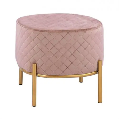 Hocker "Sinta" aus pink Samt mit Goldfuss 42x42x38 cm Neuheit