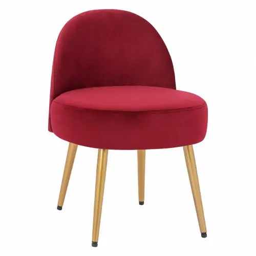 HOCKER MIT RÜCKEN "YASMINE" AUS ROT SAMT & GOLDENEN FÜSSEN 47x43x65Y cm. Zertifiziert