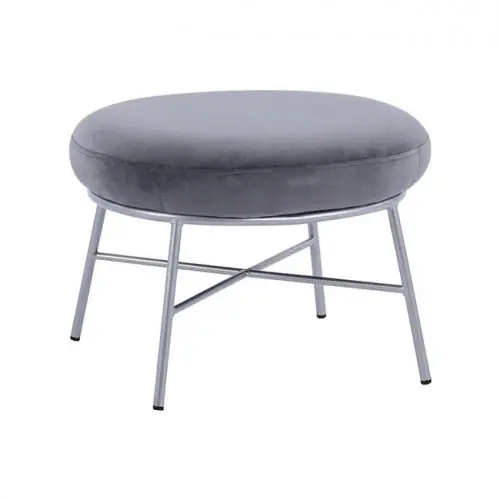 Hocker "Trudi" aus grau Samt mit silbernem Untergestell 55x47x37 cm Letzte Chance