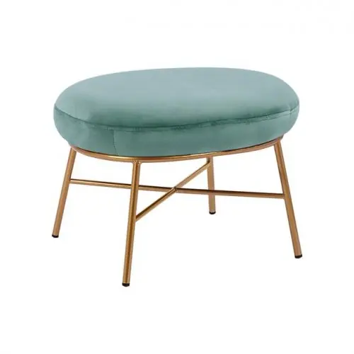 Hocker "Trudi" aus türkisem Samt mit goldenem Untergestell 55x47x37 cm Versand Am Gleichen Tag