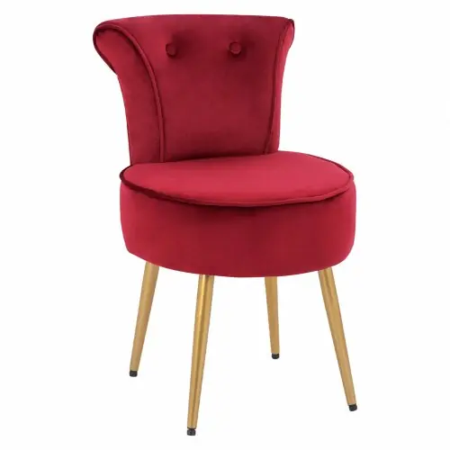 Hocker "Guillem" mit Rücken aus rotem Samt 44x49x70 cm mit goldenen Füßen Sonderangebot