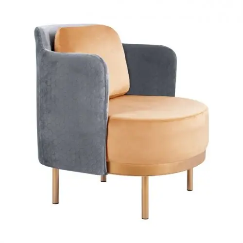 Kracherpreis Lounge Cocktailsessel Ragna in Gold und Grau mit goldenen Metallbeinen