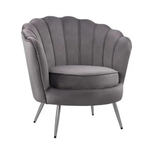 Direktkauf Luxus Cocktailsessel COQUILLE aus Samt in Farbe Grau