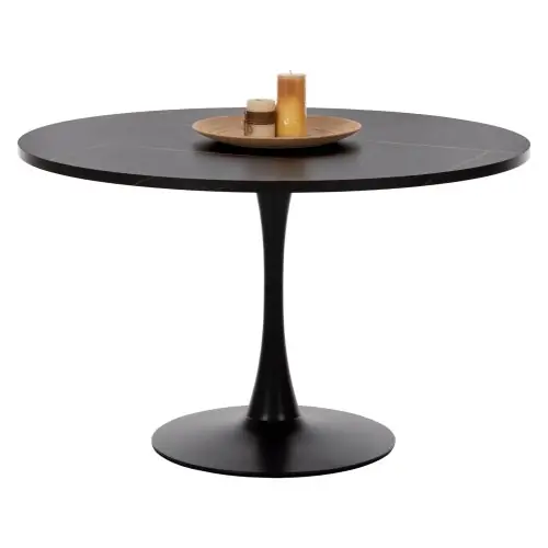 RUNDER ESSTISCH AUS SCHWARZEM MARMOR (MELAMIN) Φ120x74cm Rabatt