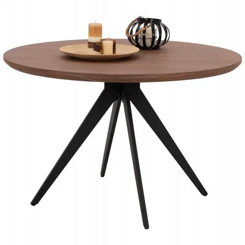 Neue Kollektion RUNDER ESSTISCH MIT NUSSBAUM-FINISH IM RUSTIKALEN STIL Φ120x75 cm WW9307.02