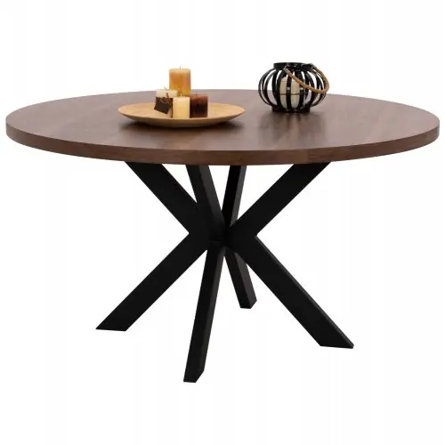 Jetzt Kaufen RUNDER ESSTISCH MIT NUSSBAUM-FINISH IM RUSTIKALEN STIL Φ140x75 cm WW9310.02