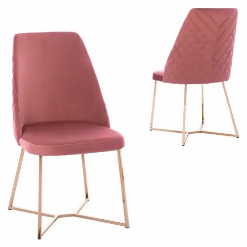 STUHL "ROSALIND" AUS ROSE SAMT MIT METALLGESTELL GOLD 49x62x93 cm Versand Am Gleichen Tag