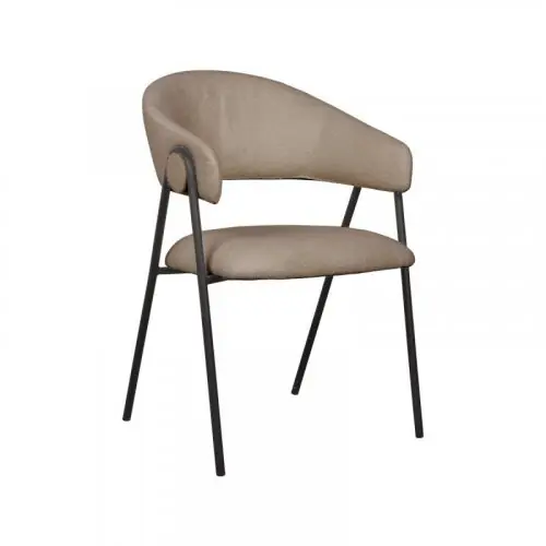 Mega-Angebot Polsterstuhl "Lowen" aus braunem Boucle und schwarzem Metallgestell