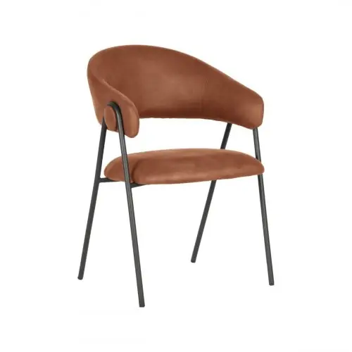 Polsterstuhl "Lowen" aus Cognac farbendem Mikrofaser und schwarzem Metallgestell Super-Preis
