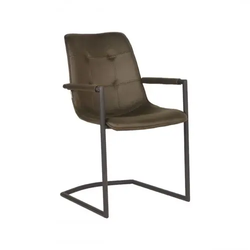 Polsterstuhl "Boyd" aus Mikrofaser in Army Grün Farbe und schwarzem Metallgestell 54x64x87 cm Geprüft
