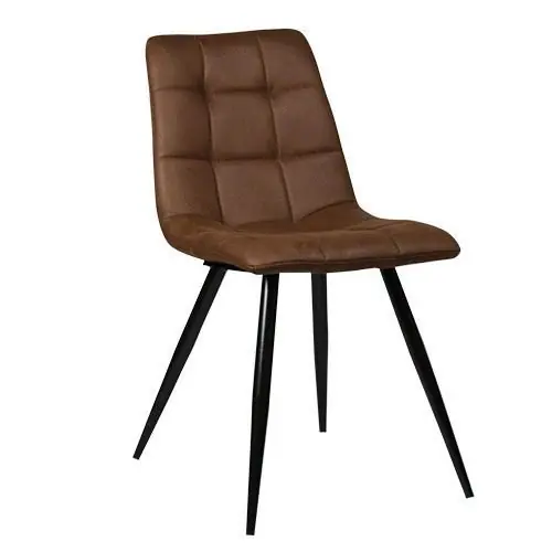 Jetzt Kaufen Stuhl "Lauren" aus Mikrofaser in Cognac und Metallbeinen