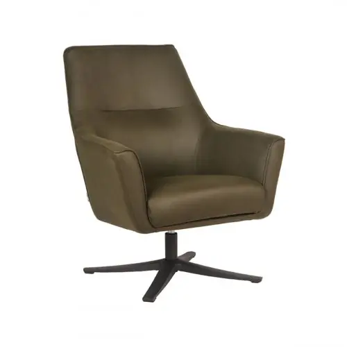 Neue Kollektion Sessel "DOT" 76x75x90 cm Armee Mikrofaser | Schwarzes Metall