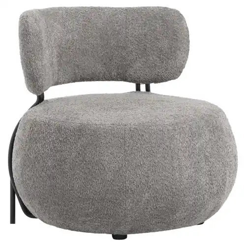 RUNDER SESSEL GRAUER BOUCLE-STOFF 79x78,5x76Ycm Beliebt