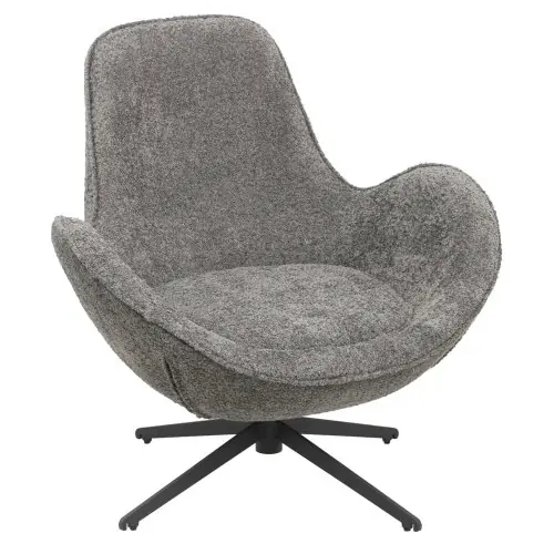 DREHSESSEL GRAU BOUCLE STOFF-SCHWARZES METALLGESTELL 86x76x87Hcm Sofort Bestellen