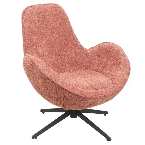 DREHSESSEL PINK BOUCLE STOFF-SCHWARZES METALLGESTELL 86x76x87Hcm Nur Heute