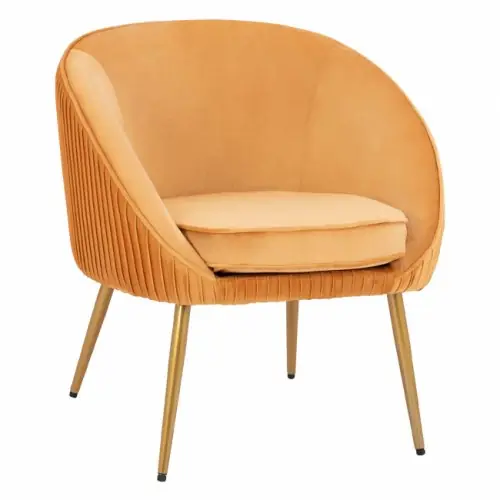Sessel aus Samtstoff in Gold und mit Metallbeinen Heißes Angebot