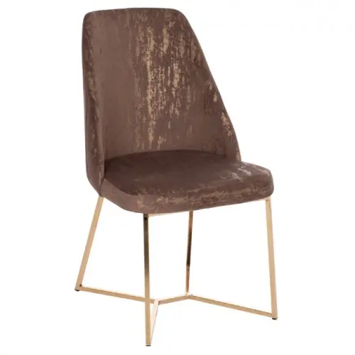 "ZIZI" STUHL BRAUN SAMT GOLD BASIS 52x62x92cm Billig