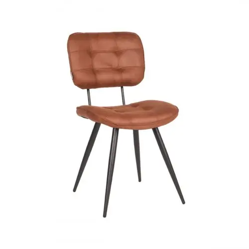 Esszimmerstuhl Gus 49x60x87 cm Cognac-Mikrofaser | Schwarzes Metall Sichere Zahlung