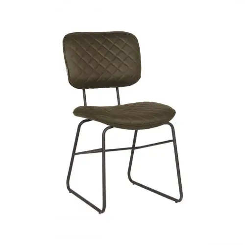 Esszimmerstuhl Sev 49x60x87 cm Armee Mikrofaser | Schwarzes Metall Zertifiziert