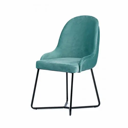 Neue Kollektion Stuhl "Vera Star" aus blau-türkisem Samt und schwarzem Metallgestell