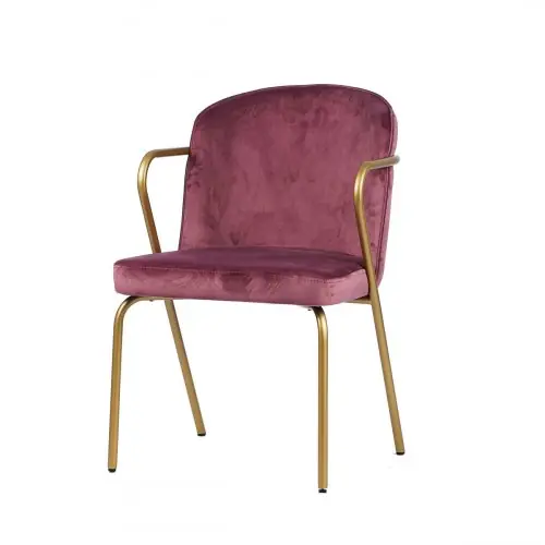 Wochenendangebot Sessel "Gama" aus rose Samt und goldenem Metallgestell