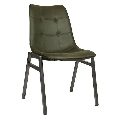 Stuhl "Detroit Army" aus Kunstleder und Metallgestell in Olivegrün Billig