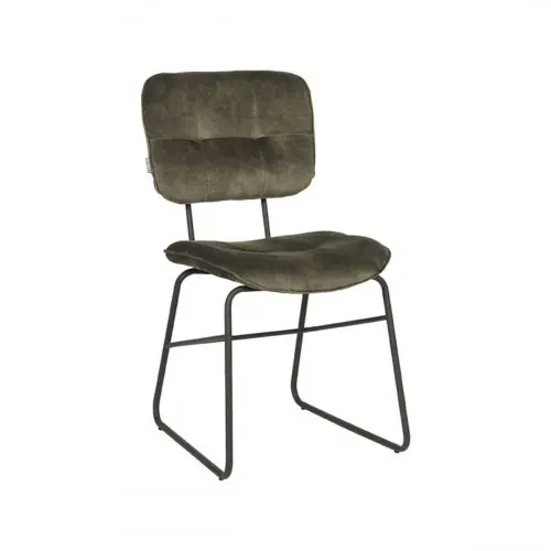 Esszimmerstuhl Dez 49x60x87 cm Jägervelours | Schwarzes Metall Zertifiziert