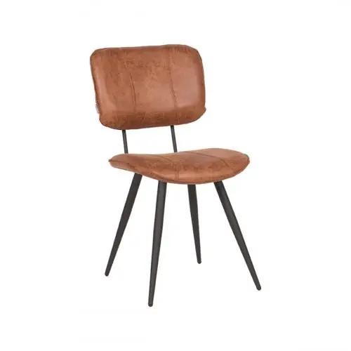 Finale Aktion Esszimmerstuhl Fos 49x60x87 cm Cognac-Leder , Schwarzes Metall