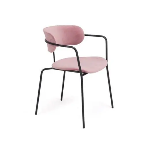 Schnäppchen Sessel "Olivia Blush" aus rose Samt und Beine aus schwarzem Stahlgestell