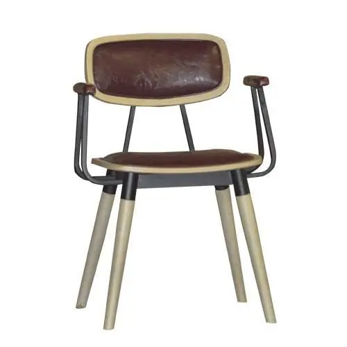 Sessel "Studo" aus bordeaux rotem Kunstleder und Gestell aus Eiche und Stahl Markenware