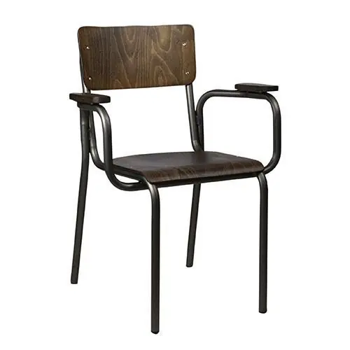 Top-Preis Sessel "Skool" aus Metallgestell und Eiche