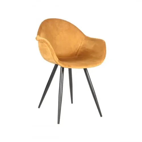 Esszimmerstuhl Forli 60x58x83 cm Ocker Samt | Schwarzes Metall Direktkauf