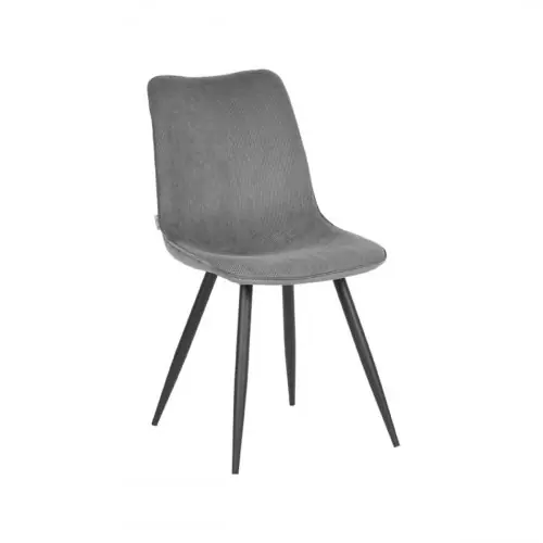 Sonderaktion Esszimmerstuhl Jort 48x61x91 cm Dunkelgraues Ribcord | Schwarzes Metall