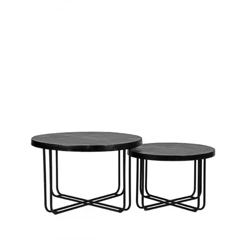 Couchtisch Set "Brute" 70x70x43 cm aus schwarzem Metall Sale