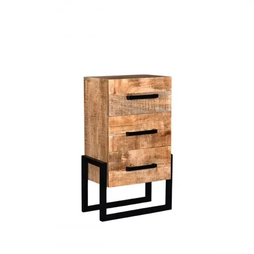 Kommode Bolivien 50x30x83 Cm Raues Mangoholz | Schwarzes Metall Solange Der Vorrat Reicht