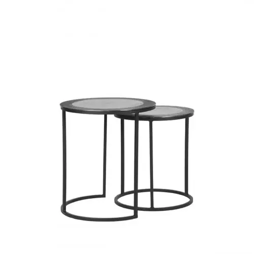 Sale Couchtisch Set Paar 40x40x45 cm Antikes Eschenmetall