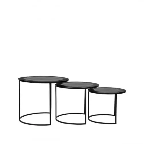 Couchtisch Set Tres 55x55x45 cm Schwarzes Metall Aktuell