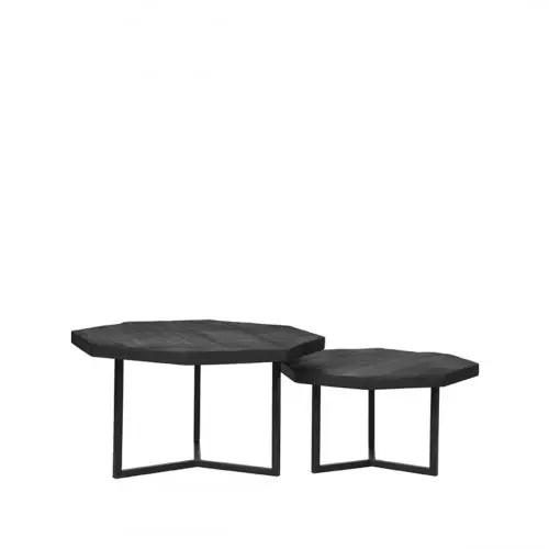 Super-Preis Couchtisch Set Figur 70x70x40 Cm Schwarzes Mangoholz | Schwarzes Metall