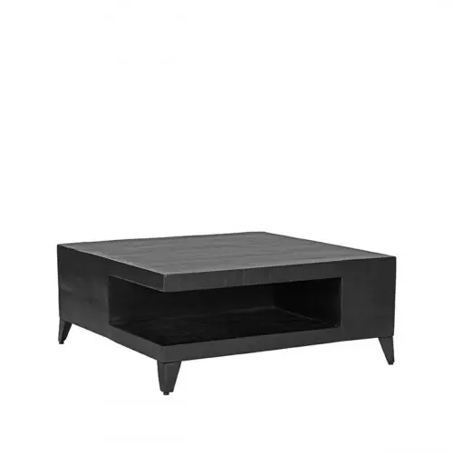 Nur Für Kurze Zeit Couchtisch Bloc 80x80x33 Cm Schwarzes Mangoholz | Schwarzes Metall