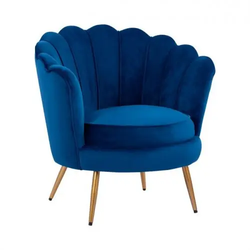 Luxus Cocktailsessel COQUILLE aus Samt in Farbe Blau Expressversand