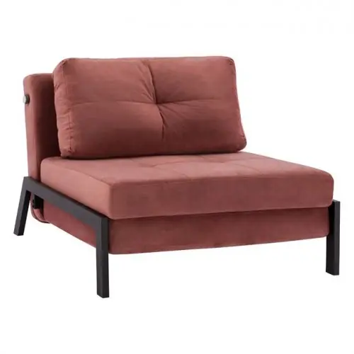 Sessel-Bett CONSTANCE aus rosé Samt 95x92x66cm Günstig