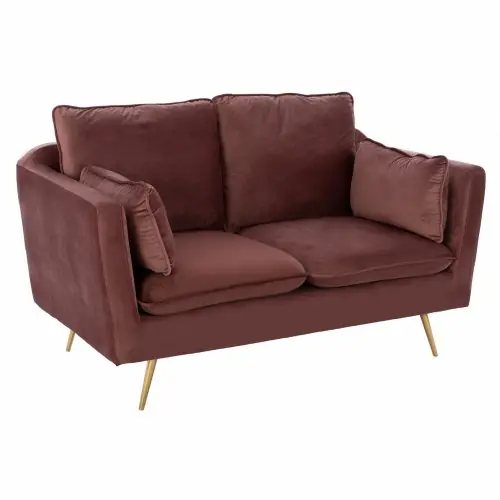 Expressversand KAREN SOFA 2 SITZ ROSE SAMT & METALL FÜßE IN GOLD 152x84x95 cm WW3136.22