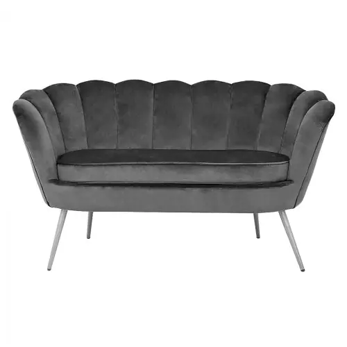 Sichere Zahlung COQUILLE Zweisitzer-Sofa aus Samt in Grauton