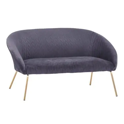 Sofa JOYCE mit Samtstoff in Grauton und Metallbeinen in Gold Finale Aktion